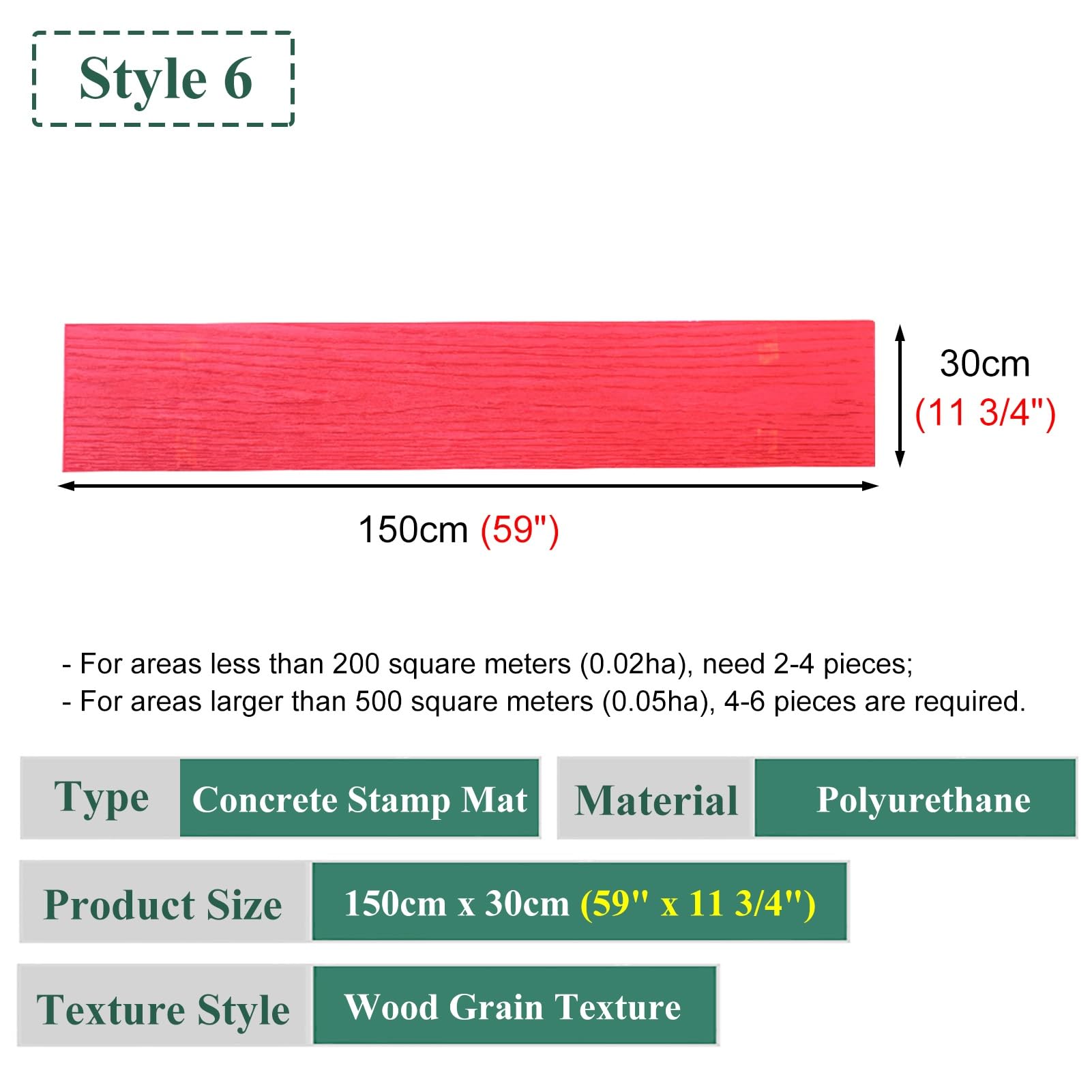 Stampi per Cemento Effetto Legno - Strumenti per la Decorazione di Cemento con Texture per marciapiedi, sentieri da Giardino, scalini - Tappetini per Stamping (Confezione da 6) per Creare Fa