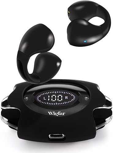 Miniatura 1 de Wigfar Auriculares inalámbricos Bluetooth con clip para el oído, resistentes al sudor, carga rápida, tiempo de reproducción de 24 horas, auriculares