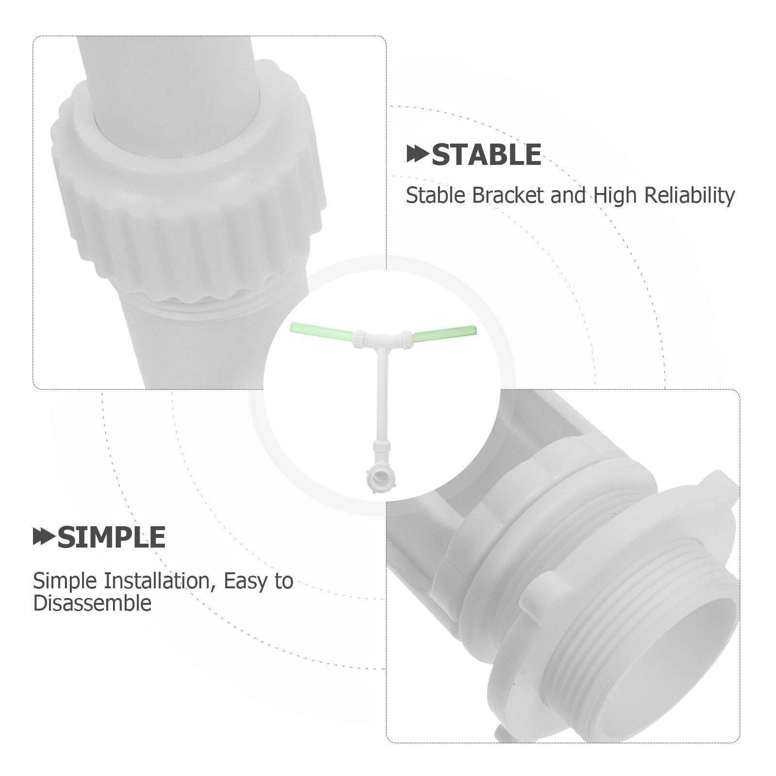 Fuente de Cascada Doble para Piscina y Estanque Diseño de Doble Cabezal en Plástico Blanco, Fácil de Remover Soporte Resistente para Airear el Agua