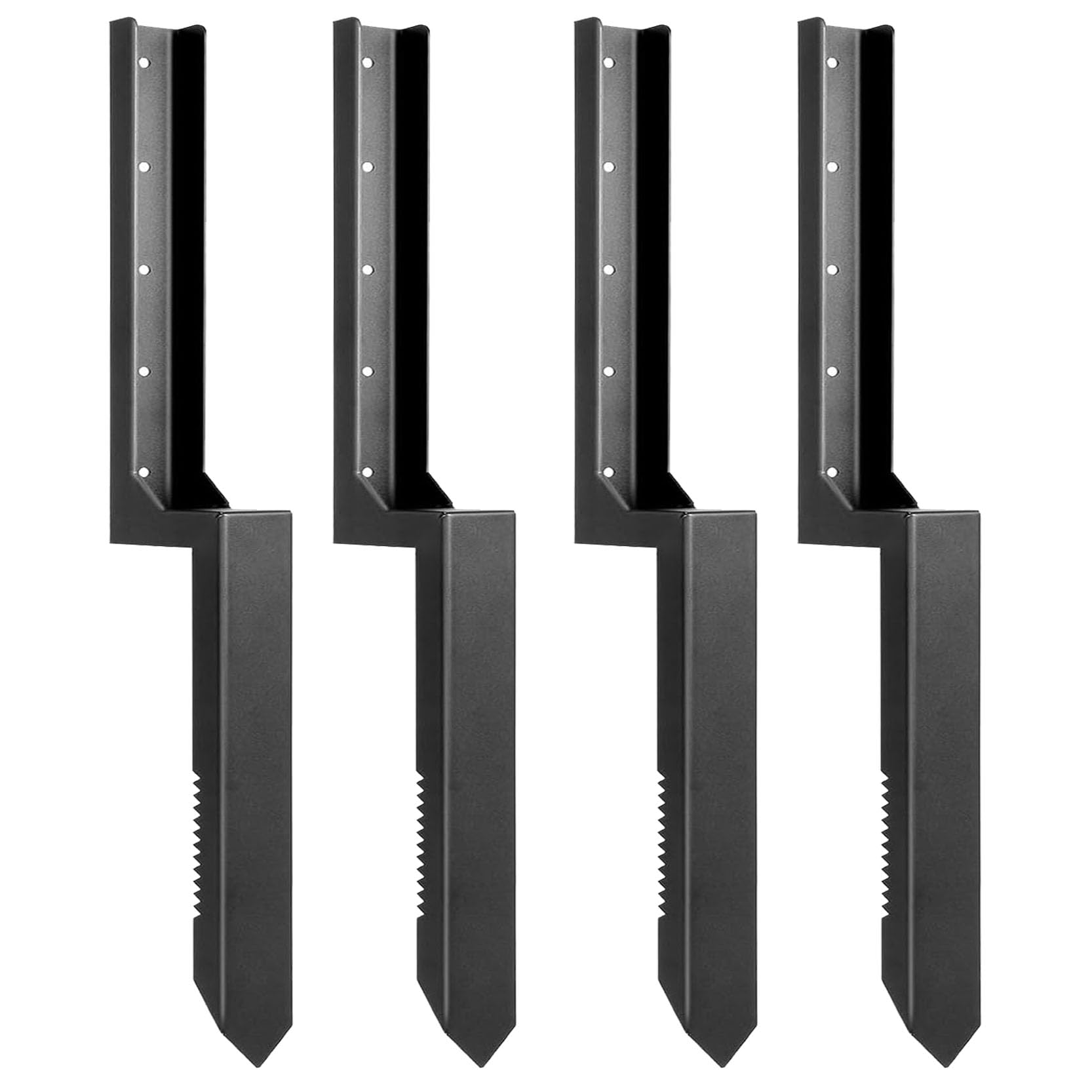 GOUZIBHD Heavy Duty Black Adjustable Fence Post Repair Kit Quick Fix Rotted Tilted Broken Leaning Wood Posts Support Easy Solution Heavy Duty Steel Wooden Fence Post Anchor Stakes(Color:4pack)