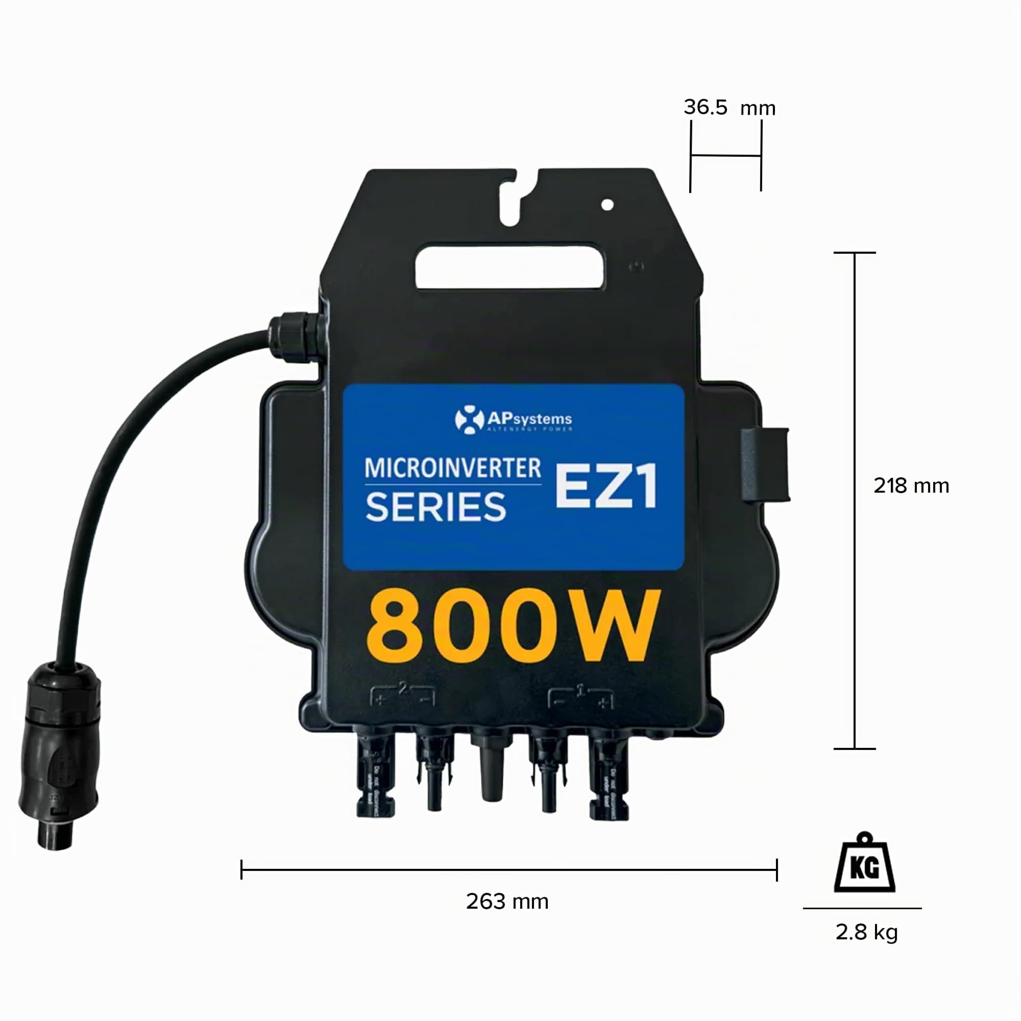 SUNNIVA® 1000W Balkonkraftwerk BIFAZIAL FULLBLACK komplett Steckdose AP Systems EZ1-M 800 Watt Wechselrichter, Solaranlage Komplettset, 2x500W Glas Bifacial Solarmodule, 5m Kabel, 4x1m Solarkabel