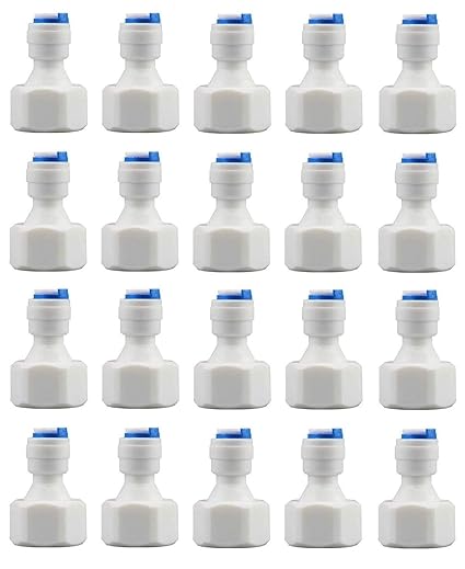 KRPLUS RO Female Straight Connector 1/2 Inch Tap Straight Connector for 3/8 Inch Pipe with Teflon Tape White (Pack Of 20)