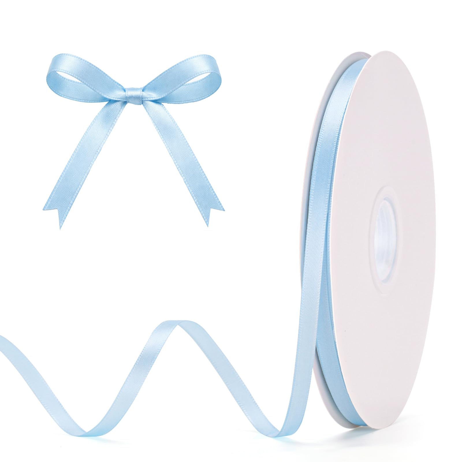 G2PLUS Baby Blue Satin Ribbons: 6mm x 100Yards Narrow Gift Wrapping Ribbon for Wrapping Presents, Making Cards, Craft Projects,Christmas Decorations â image 1