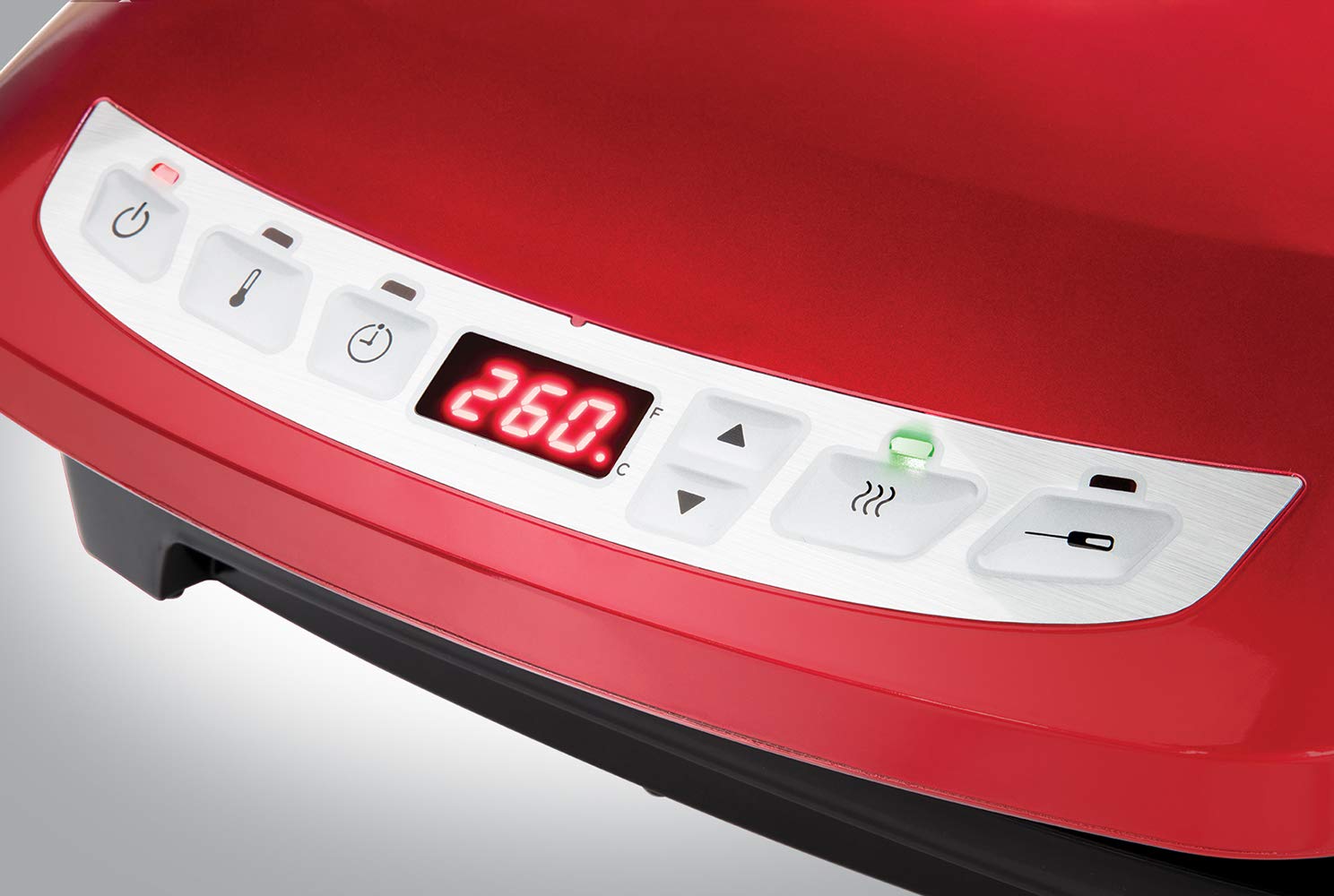 George Foreman Grill de Precision Evolve - Parrilla Eléctrica, Dispositivo Inteligente de Temperatura, Función Rápida para Carne y Sellado, 5 Raciones, 1440 W, Rojo - 24001-56