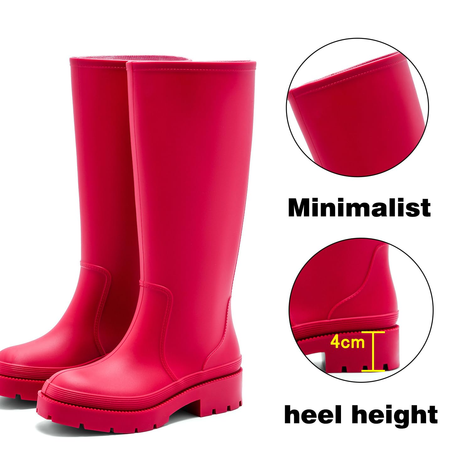 Lvptsh Botas de Agua Mujer Altas Caucho Impermeable Zapatos de Lluvia Wellington Antideslizante