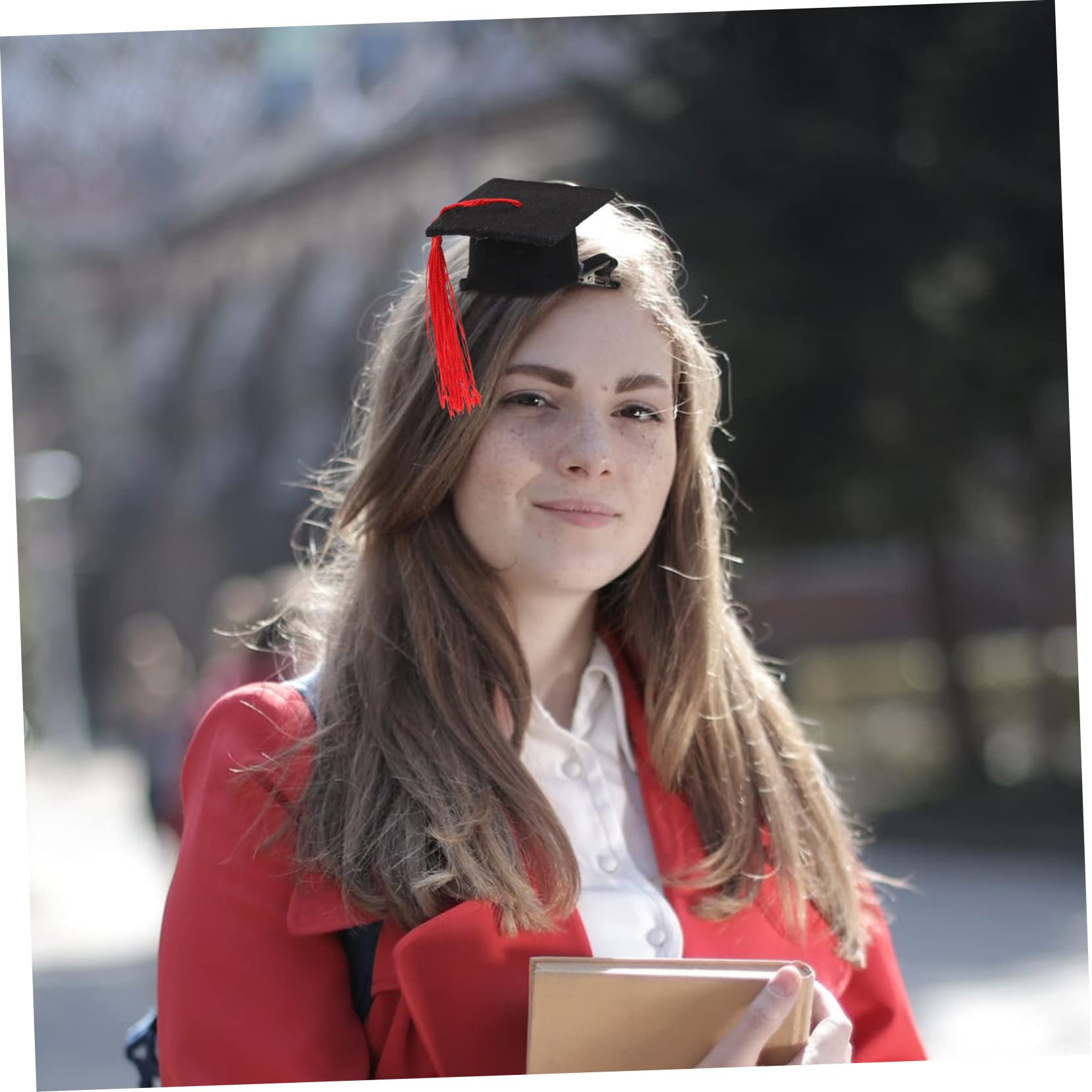 SOLUSTRE 8pezzi Cappello da Laurea Tema Forcina per Capelli Elementi di Laurea Fermaglio per Capelli in Stile Stagione delle Lauree Accessori per Foto