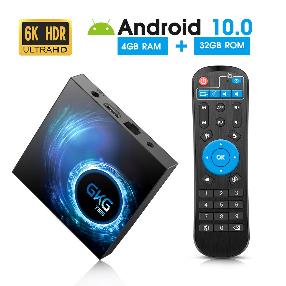 Android TV Box 10.0, GKG T95 TV Box 4GB RAM 32GB ROM with Allwinner H616 Quad-core 64-bit Support 6K 3D WiFi 2.4GHz Android Box [2020 Newest]