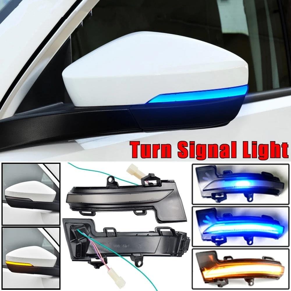 JCAKES Luz Intermitentes Para Skoda Para Octavia Mk3 Para A7 5E Señal De Giro LED Dinámica Luz Intermitente De Espejo 2014 2015 2016 2017 2018 2019 Indicador Retrovisor Espejo (Color : White-Yellow)