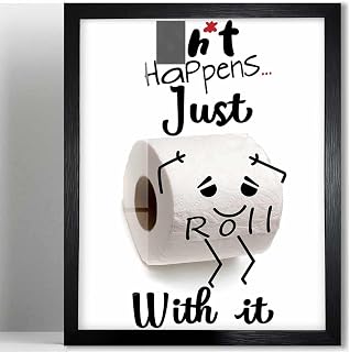 Biufo Motivational Words Framed Wall Art Canvas Picture Artwork Black White Poster Decor for Bathroom (11"x14")