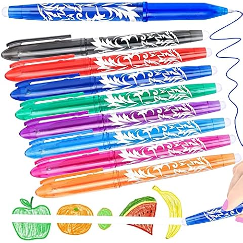 8 Erasable Pens Rub Out Pens - Eraser Pen Erasable Gel Pens with Rubbers on the End, Erasable Pen with Eraser Writing Pens for Kids Adults Paperwork School Work, Pens for School Office Supplies Cover