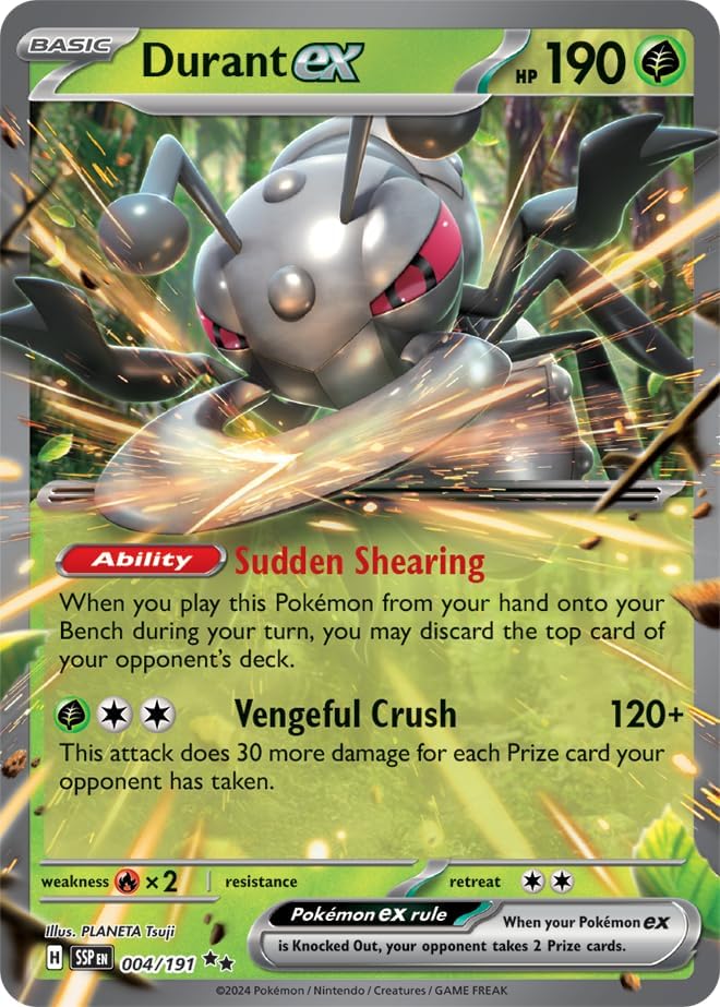 Pokemon - Durant ex 004/191 - Surging Sparks – Double Rare – Foil Single Card