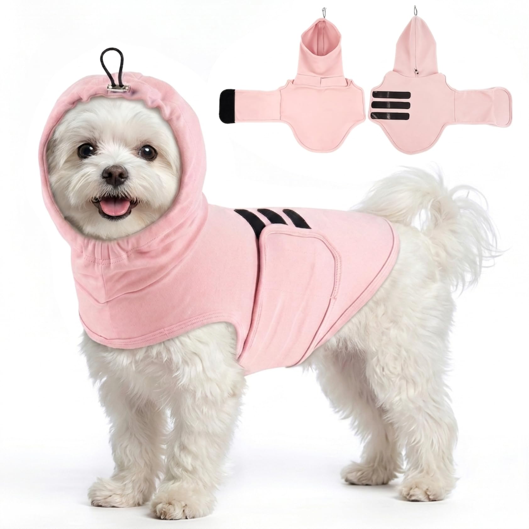 MIGOHI Anxiety Vest for Small Dogs | Dog Calming Vest for Separation,Soft Dog Anxiety Shirt,Anxiety Jacket for Dogs with Ear Wrap to Reduce Noise Stress,Fireworks,Thunderstorm,Pink,S