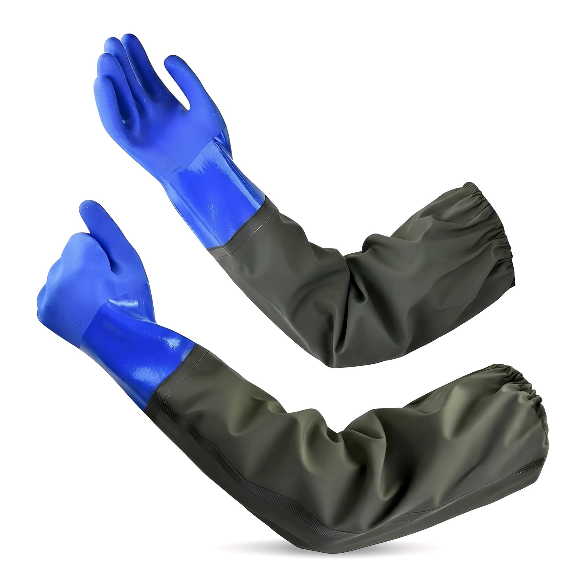 ROVENLIFEGO Pond Gloves, 27" Long Elbow Length Waterproof Heavy Duty Chemical Resistant Reusable Rubber Gloves for Gardening, Drain Cleaning, Fishery, Aquarium - Large