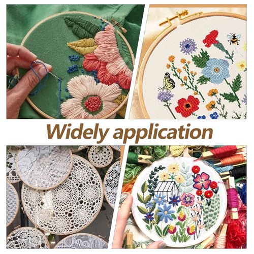 Image of Murtenze 5 inch Embroidery Hoop Round Beech Wood Cross Stitch Hoop, Hand Embroidery and Cross-Stitch Tools for DIY Embroidery Floss Starter of Sewing Art Kits Crafts(2 Pack)