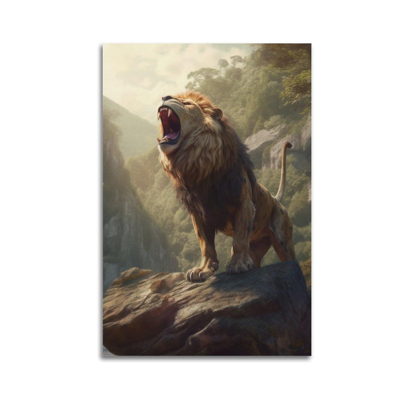 ZSZWHJ Wildlife Poster The Lion's Roar Poster Decorative Painting Canvas Wall Posters And Art Picture Print Modern Family Bedroom Decor Posters 20x30inch(50x75cm)
