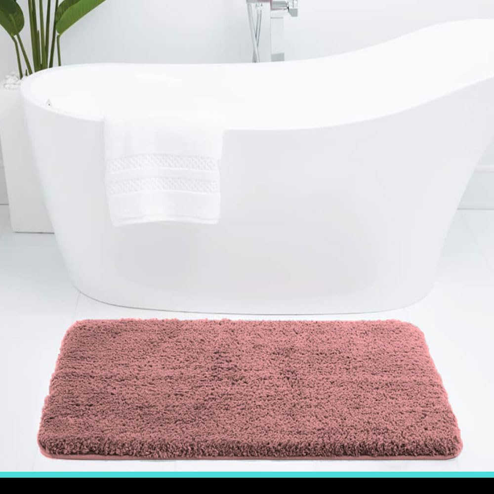 LUXE HOME INTERNATIONAL Microfiber Bath Mat Super Soft Non Slip Vegas Rectangular Mats For Bathroom,Door(45x75 cm,Fuscia)Pack of 1,Pink