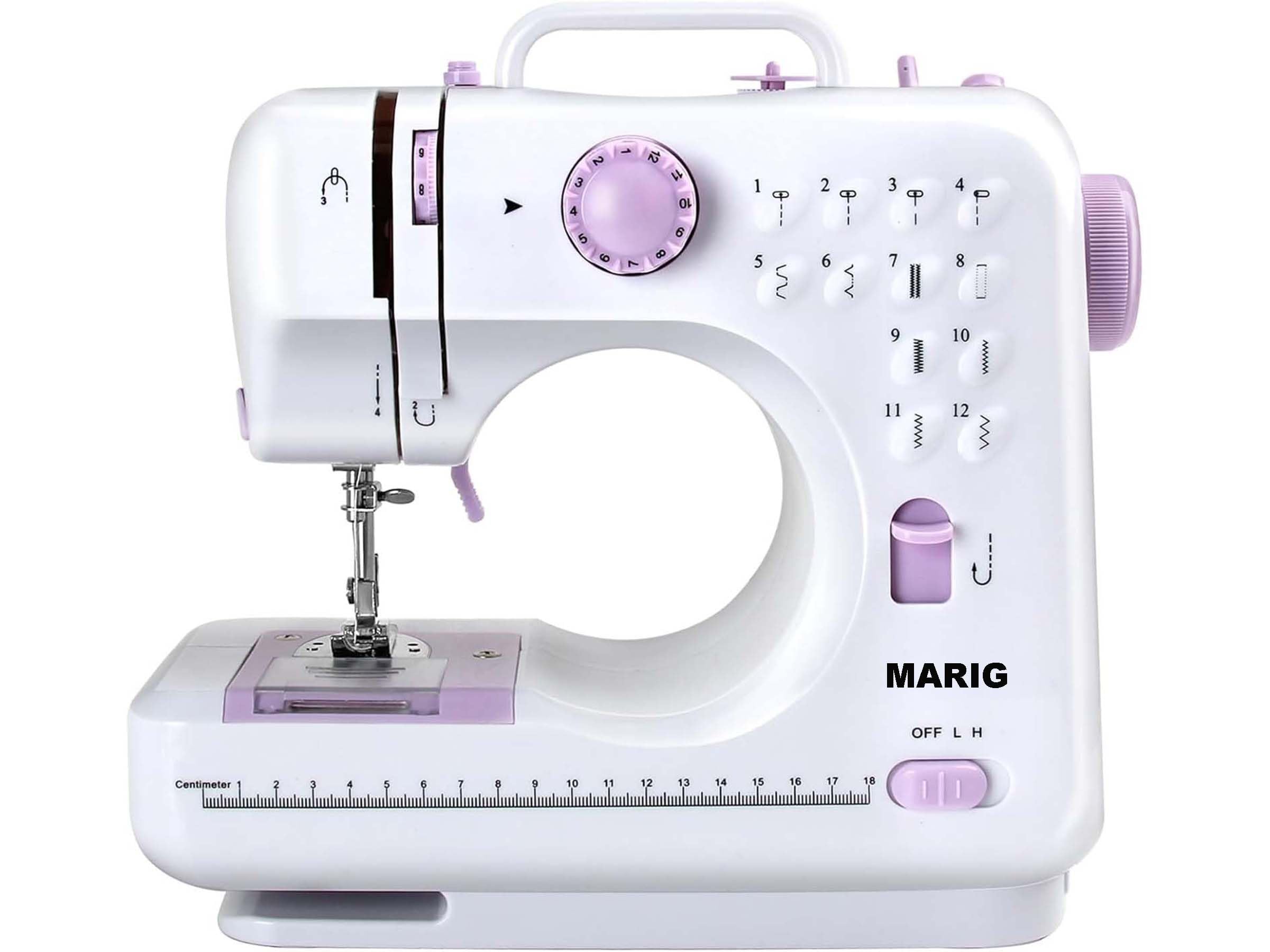 MARIG Sewing machine for beginners with 12 stitches 2 speeds double thread Purple-1st