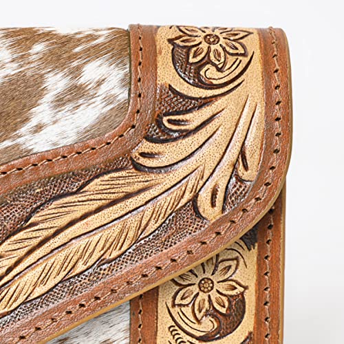 Women's Western Cowhide Leather Trifold Wallet | Handmade Tooled Buckaroo Clutch with Rose Design | Stylish Rustic Cowgirl Purse for Everyday & Travel2