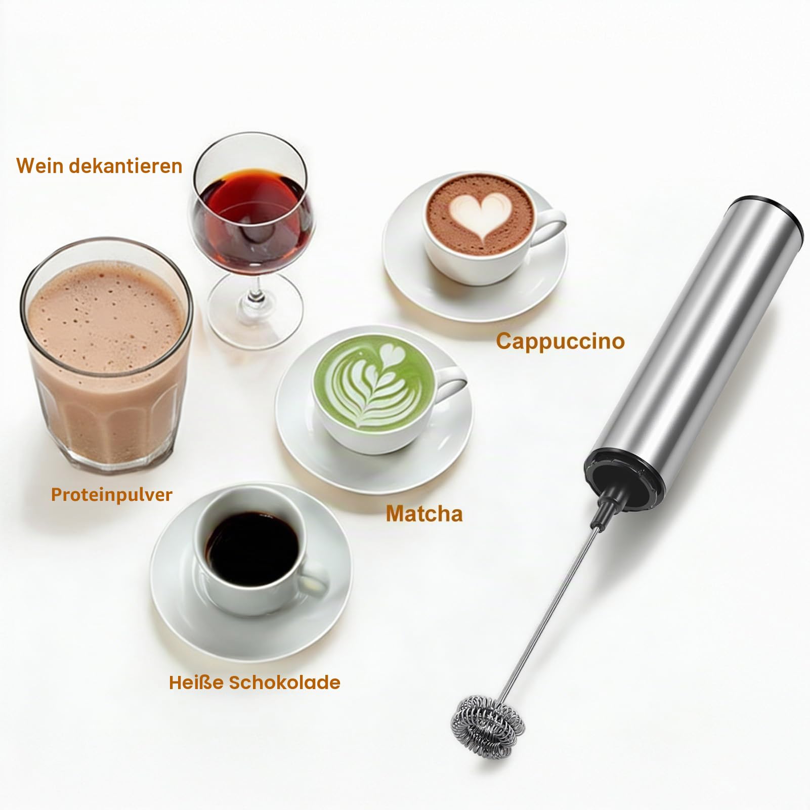 MOSUO Elektrischer Milchaufschäumer mit Doppeltem Quirl, USB-C Wiederaufladbar Milchschäumer Schneebesen, Aufschäumer für Kaffee/Latte/Cappuccino/Sahne/Macchiato/Eier Schlagen