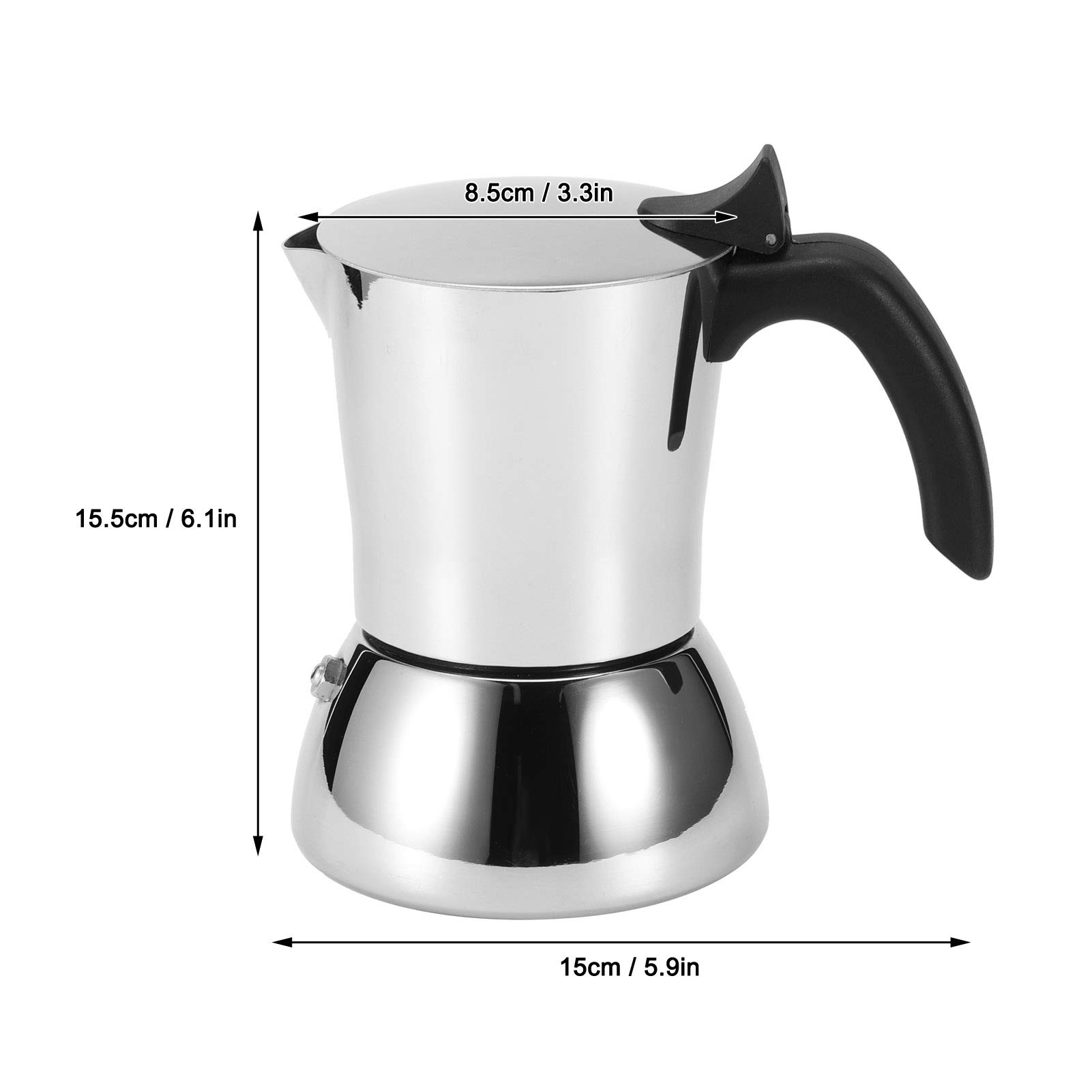 Caffettiera in acciaio inossidabile 304 Caffettiera da 4 tazze Bollitore per caffè Pentola per moka Utensili da cucina per caffetteria domestica