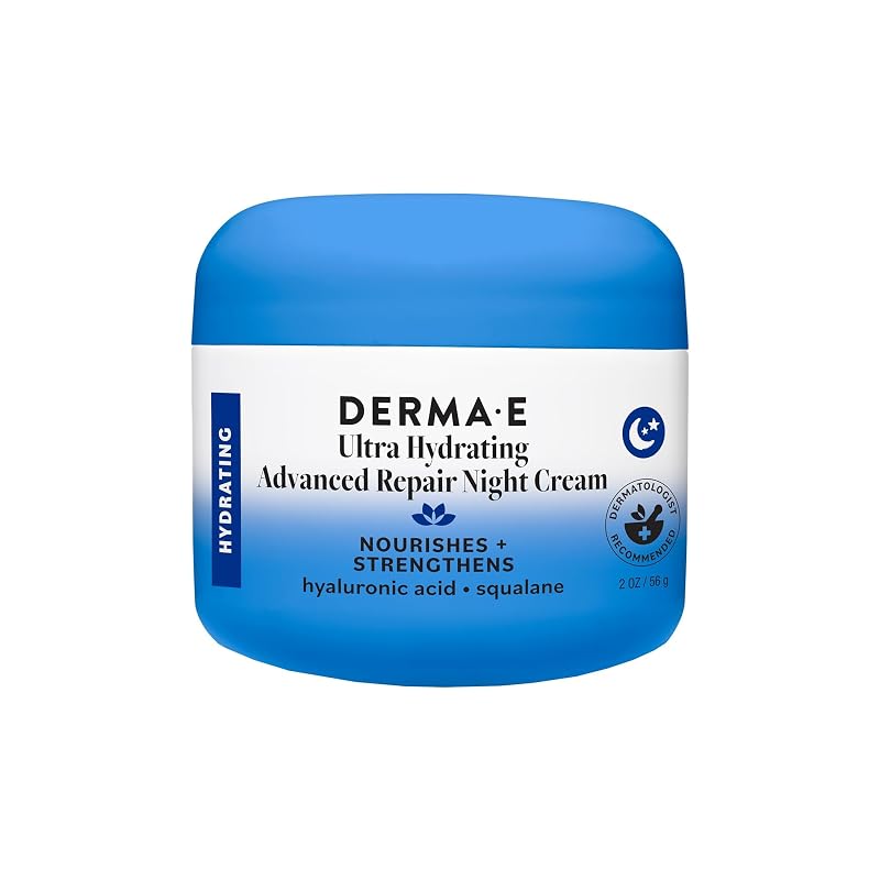 Derma E Creme Noturno Facial Hidratante com Ácido Hialurônico e Chá Verde, 56 g