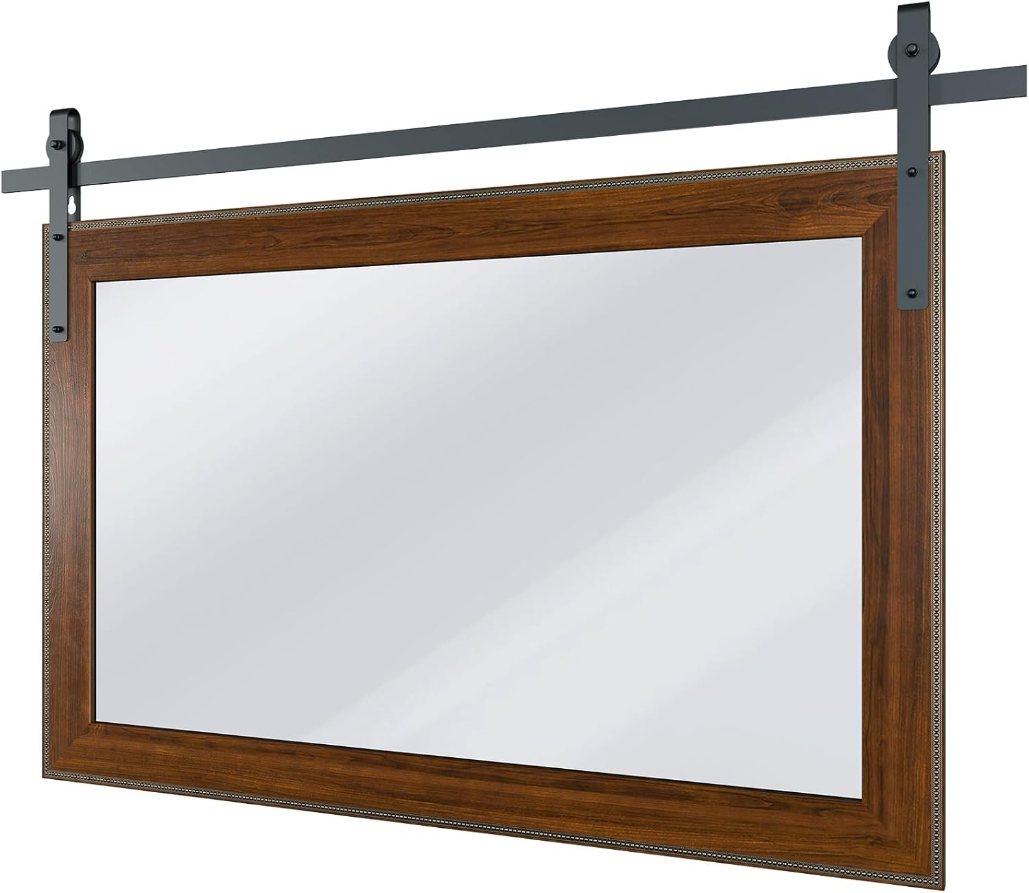LOVMOR Farmhouse Bathroom Mirror - 5135 inch Barn Door Rustic Wall Mirror with Wood Frame for Bathroom, Entryway