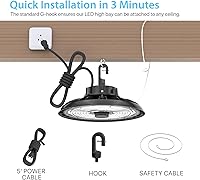 Vista 6 de HYPERLITE UFO LED Luz de Alta Bahía con Sensor de Movimiento 21000LM, 150W Luces LED Inteligentes de Alta Bahía con Control Remoto, Luz de Tienda