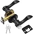 TICONN Traditional Wave Style Reversible Door Lever, Door Handle for Interior Doors and Closet Matte Black, Keyed Entry - Keyed Alike, 1-Pack