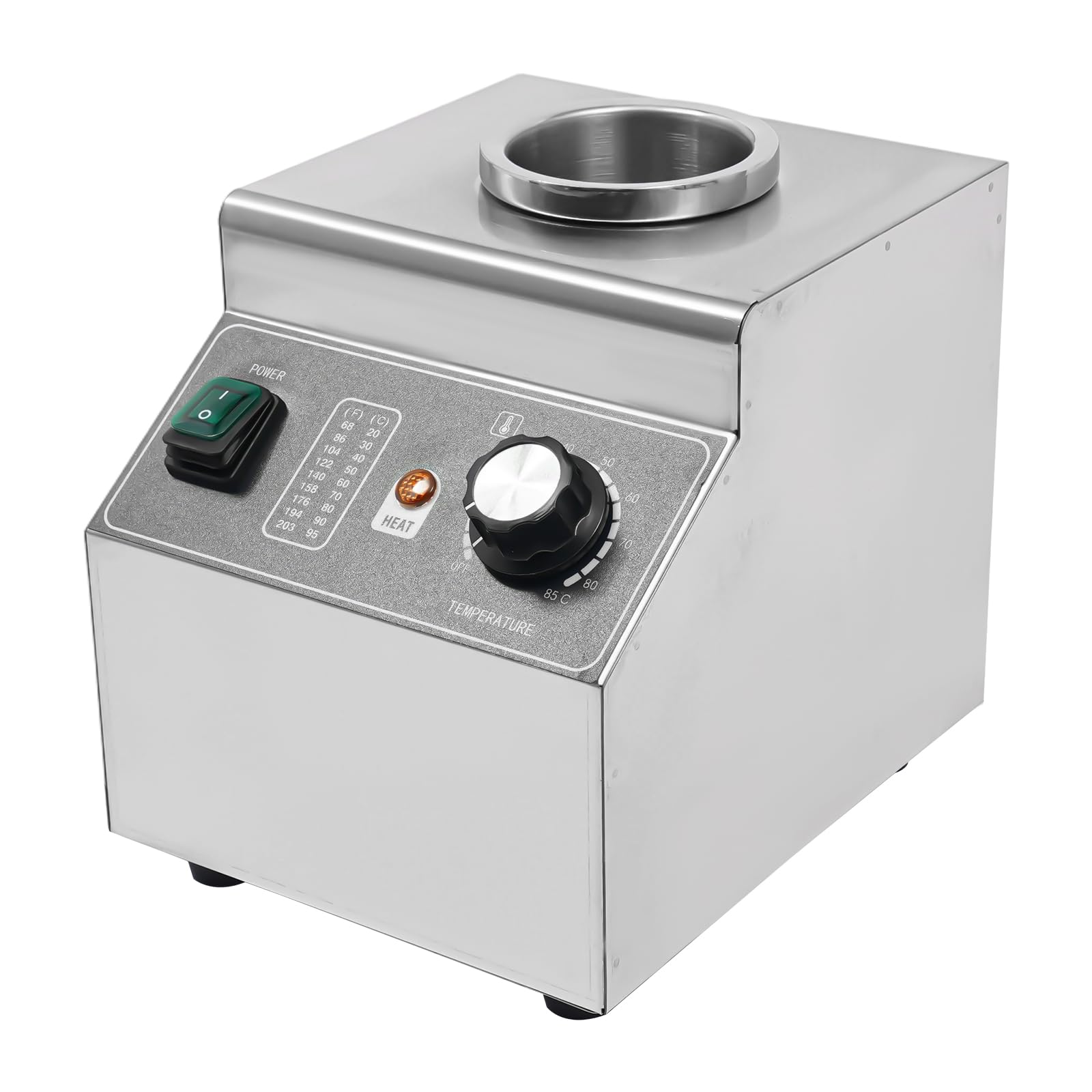 Scaldavivande elettrico con bottiglia da 680 ml, scaldavivande per cioccolato/formaggio, in acciaio inox, dispenser per salse con regolazione della temperatura 30-85 °C, 100 W, per ristoranti, caffè e