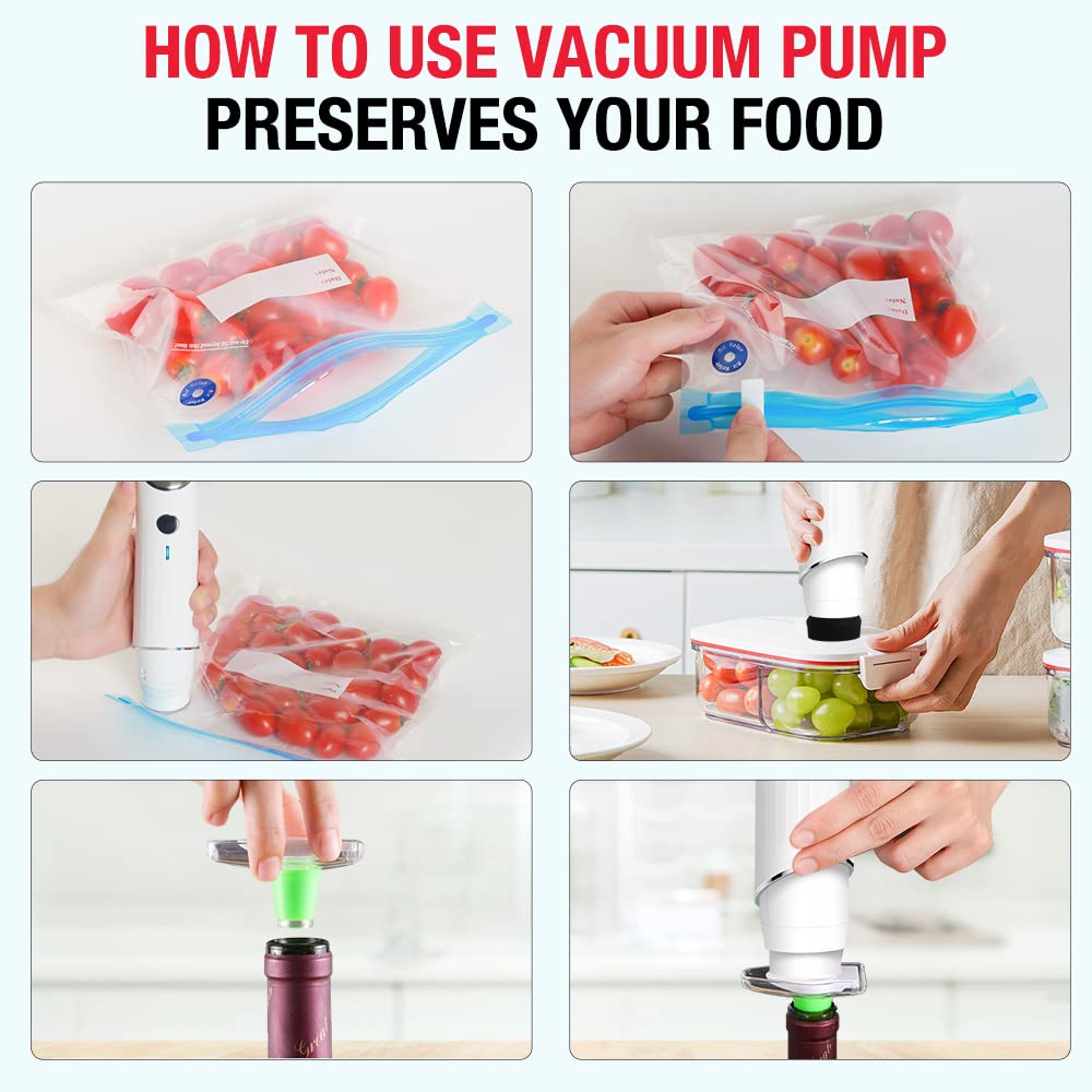 Sous Vide - Juego de 13 bolsas de sellado al vacío eléctrico para cocinas Anova, Joule, sellador al vacío de mano con función de pausa automática, 7 bolsas reutilizables de sellado al vacío