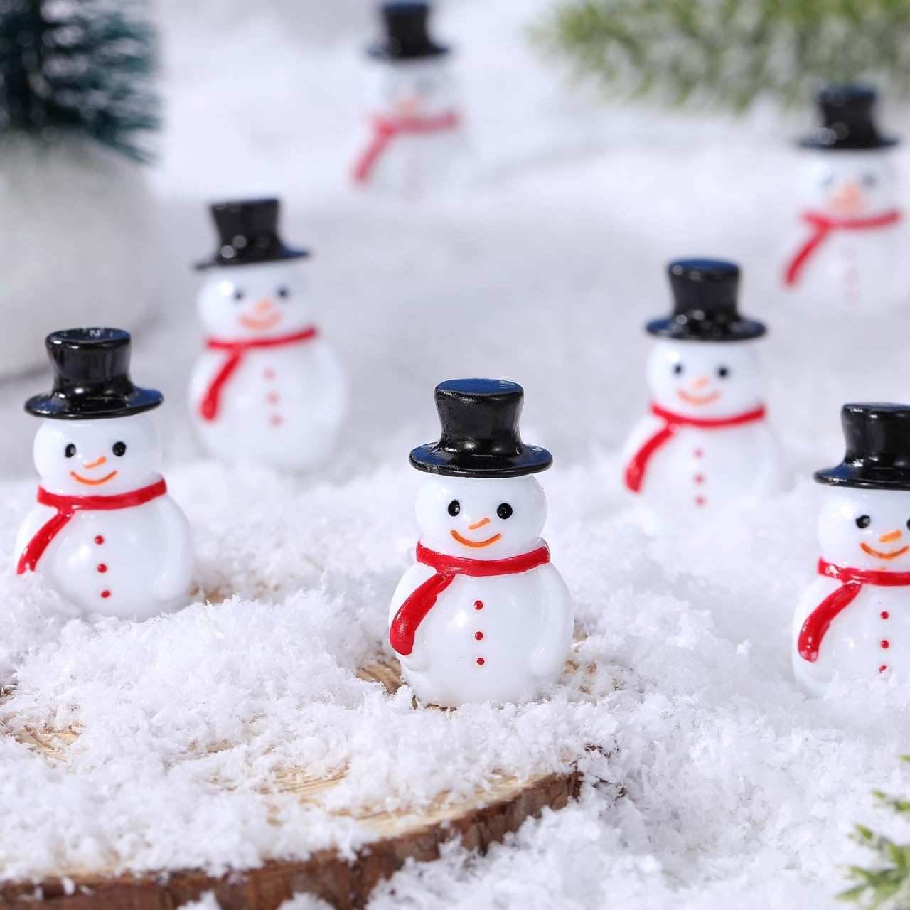 20pcs Mini Snowman Figurines,Small Snowman Ornaments with Top Hat, Resin Small Christmas Figurines for Xmas Christmas Party DIY Craft Fairy Garden Dollhouse Decor - Image 3