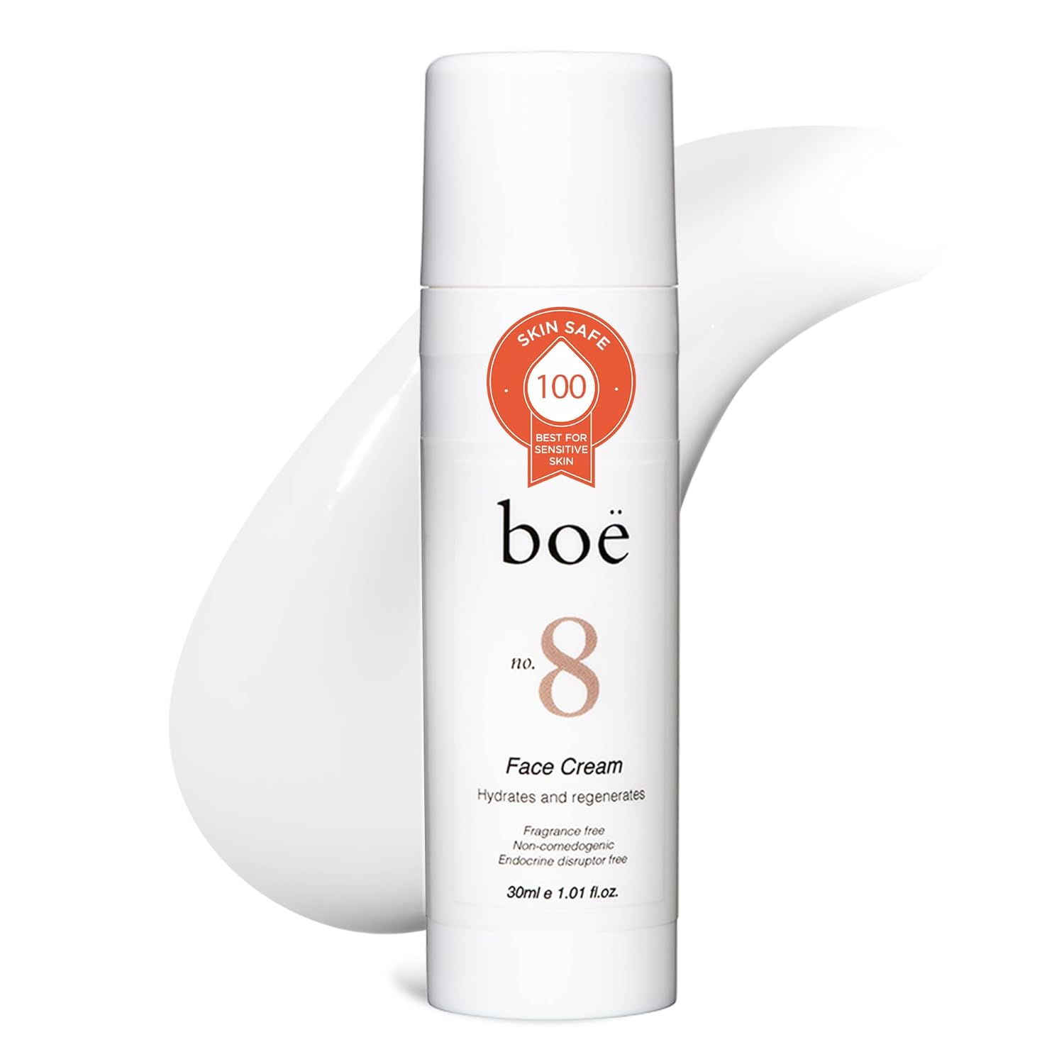 No. 8 Face Cream – Lightweight Daily Hydrating Moisturiser for Face – Smooths, Softens & Protects Against Blue Light & UV – Long-Lasting, Fragrance-Free, Sensitive Skin Safe, 30mL