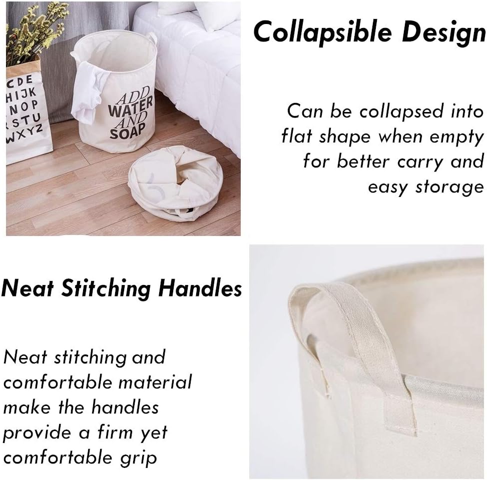 CAM2 Laundry Baskets 22"×16" Collapsible Waterproof Cotton Linen Foldable Laundry Hampers Storage Bin Organizer Baskets with Handles for Clothes, Toy, Nursery (Arrow)