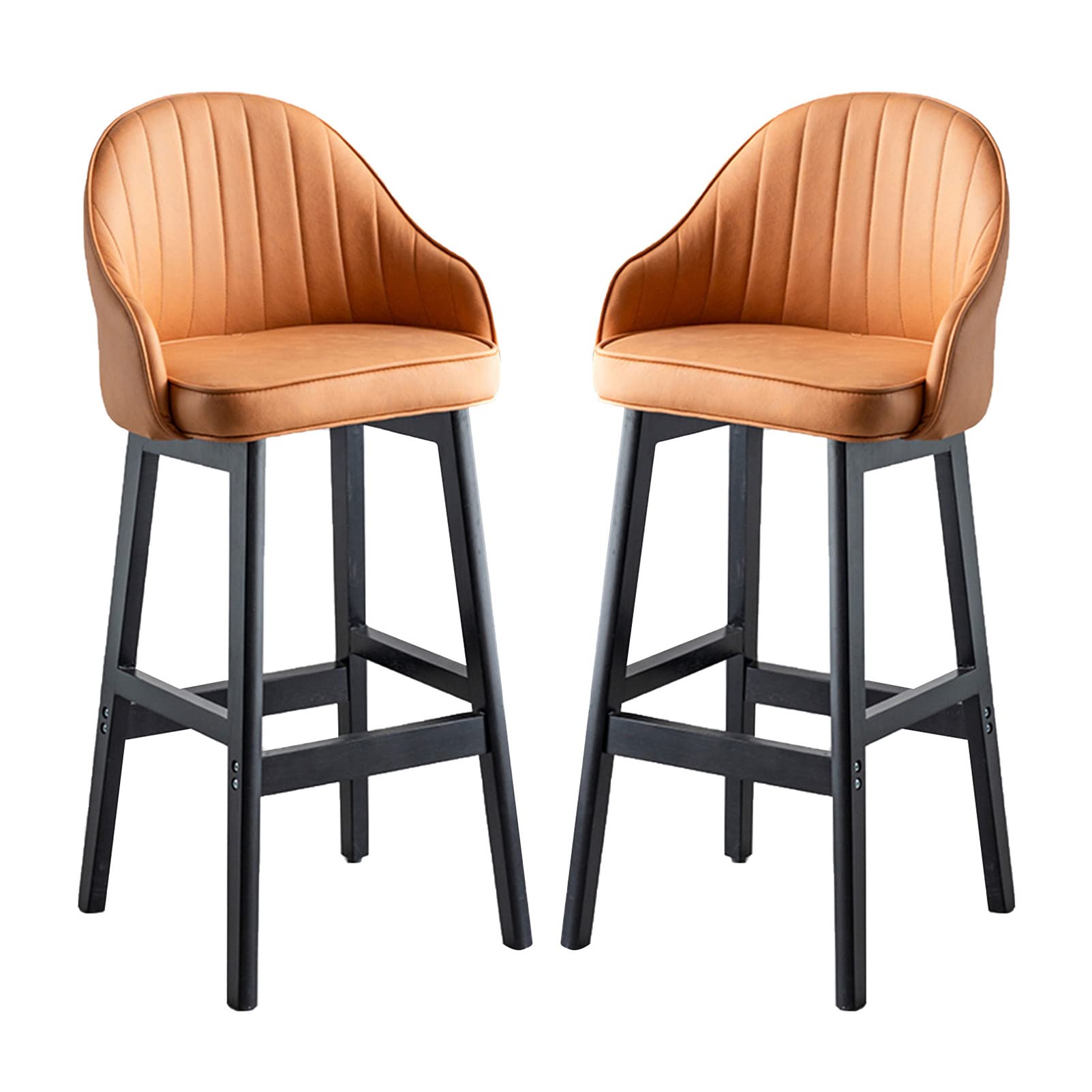 Tabourets de bar confortables pour soulager le dos avec dossier cuir synthétique et pieds bois