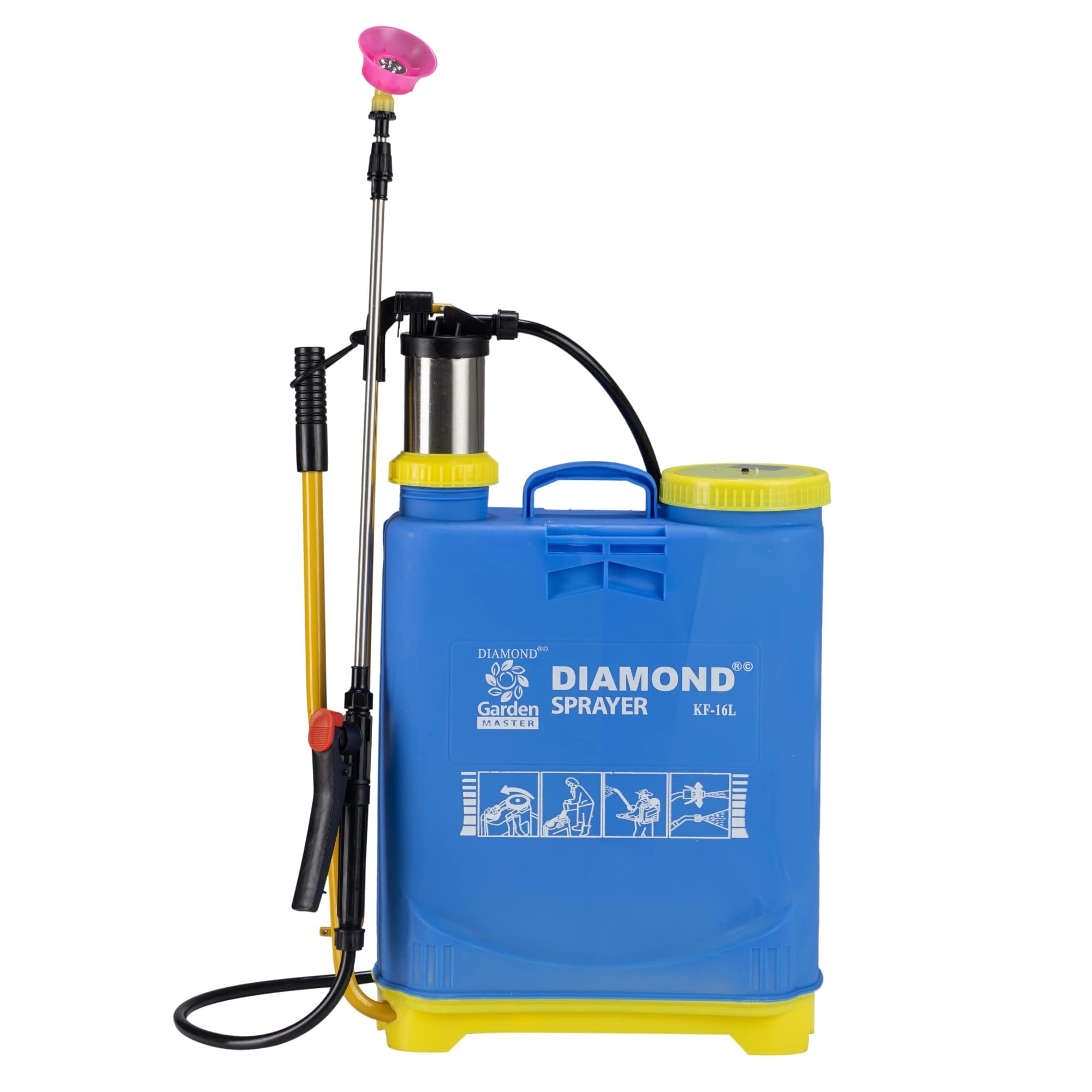 Diamond 16L Manual Agriculture Sprayer Pump – ISO Certified Hand Operated Knapsack Spray Machine for Farming, Gardening, Pesticide, Fertilizer & Herbicide Use with Durable Tank & Straps