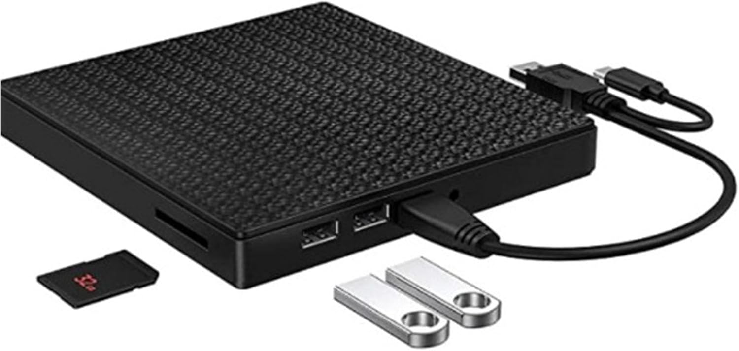 External DVDs Burners with Usb3.0 Hubs Fast 5gbps Transfer Speed Sdtf Card Reader for Systems Portable DVDs Writer with Sdtf Card Reader