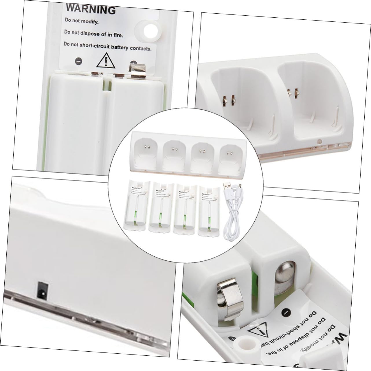Angoily Batería de Luz Azul Cargador de Batería de Ranuras Adaptador para Uso Videojuegos Cargador de Inteligente Compatible Recargables