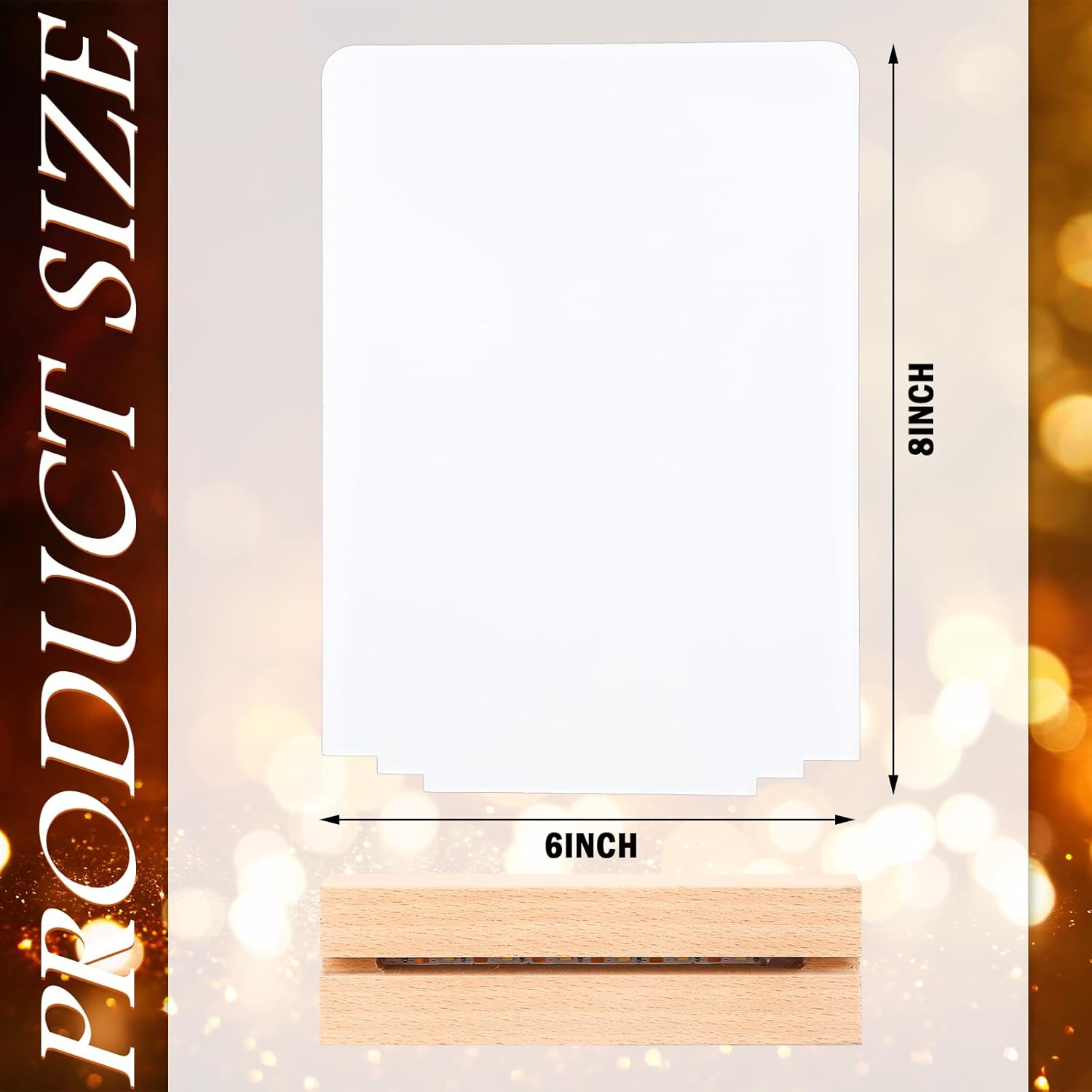 6 Pack Sublimation LED Acrylic Photo Frames Night Lights Blanks with Warm Color Light with Wood Stand for Heat Press Machine Printing for Mothers Gifts(6 x 8 Inch)