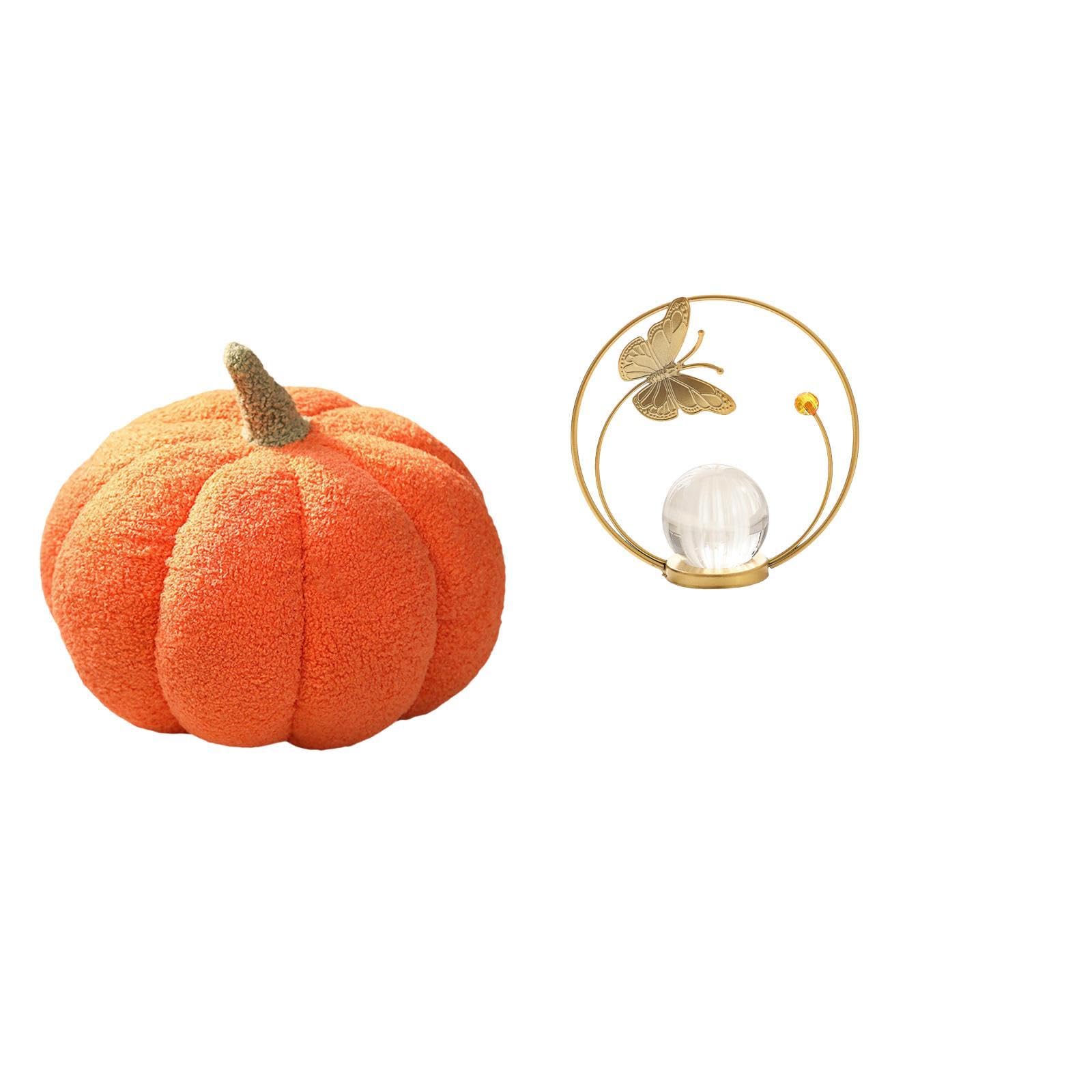 Halloween Pumpkin Pillows Crystal Ball Sculpture Stuffed Pillow Decoration Metal Figurine Plush Decorative Sofa Cushion Desk Indoor Ornament Statue Stand for Bed Bedroom-image-13