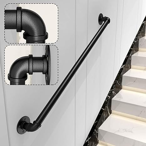 Amazon Co Jp 30 500cm階段手すり 屋内屋外階段階段手すり 身体障害者用の錬鉄製の黒い壁取り付け手すり Size 500cm Diy 工具 ガーデン