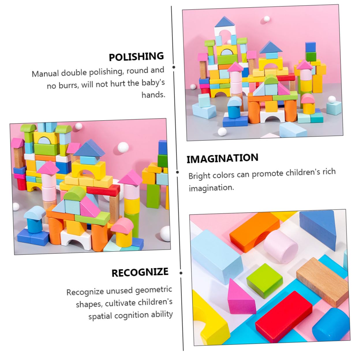 Bloques de Construcción Geométricos en Plástico Seguro para Niños de 100 Piezas Textura Lisa y Delicada para Jugar y Aprender