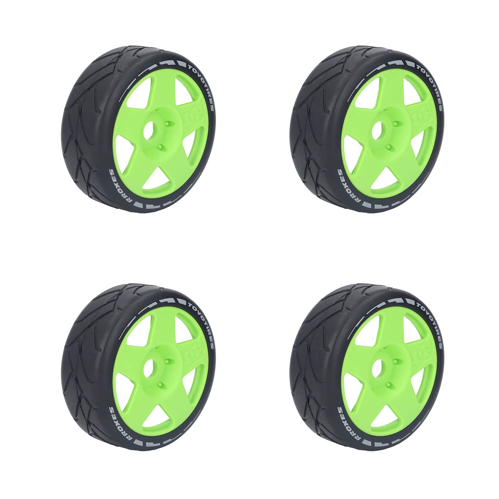 Rimes de Ruedas de plástico para Carreras 1/8 RELAS RC RC con neumáticos de Goma de Agarre Fuertes 4 pcs (Verde)