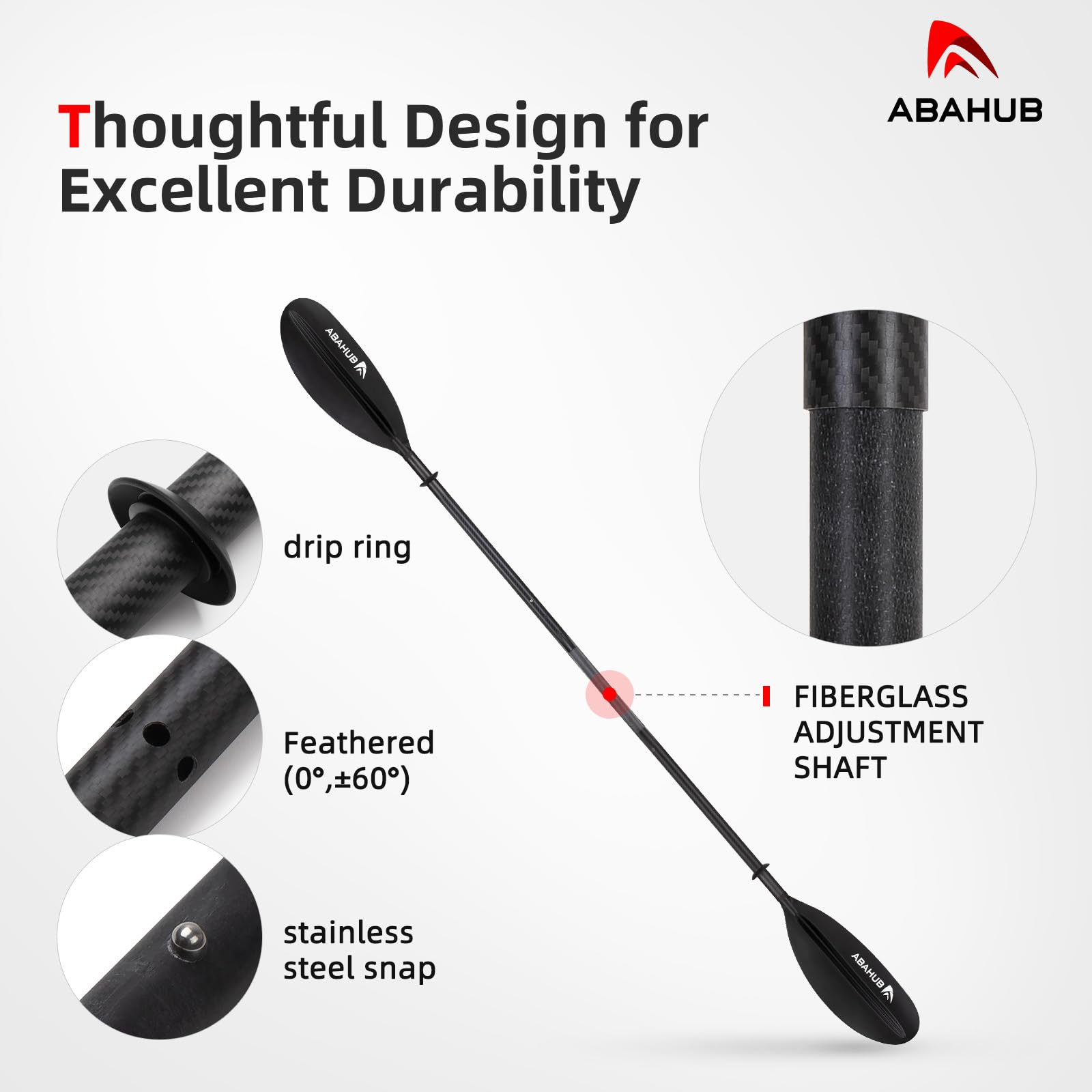 Pagaia Kayak In Carbonio Regolabile 220-240 Cm - Doppia Remi Con Fodera - Foto 6