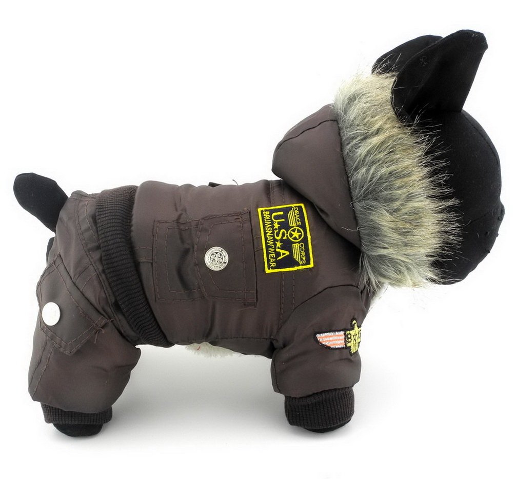 Combinaison de Neige imperméable à Capuche pour Chien - Manteau d'hiver doublé en Polaire pour Animal Domestique - Vêtements rembourrés en Coton pour Chiot - Veste d'aviateur à Capuche pour