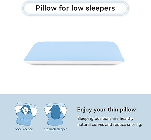 Miniatura 2 de AM AEROMAX Almohada de espuma viscoelástica hiperdelgada de tamaño estándar de 2.75 pulgadas para personas que duermen boca abajo y espalda, diseño