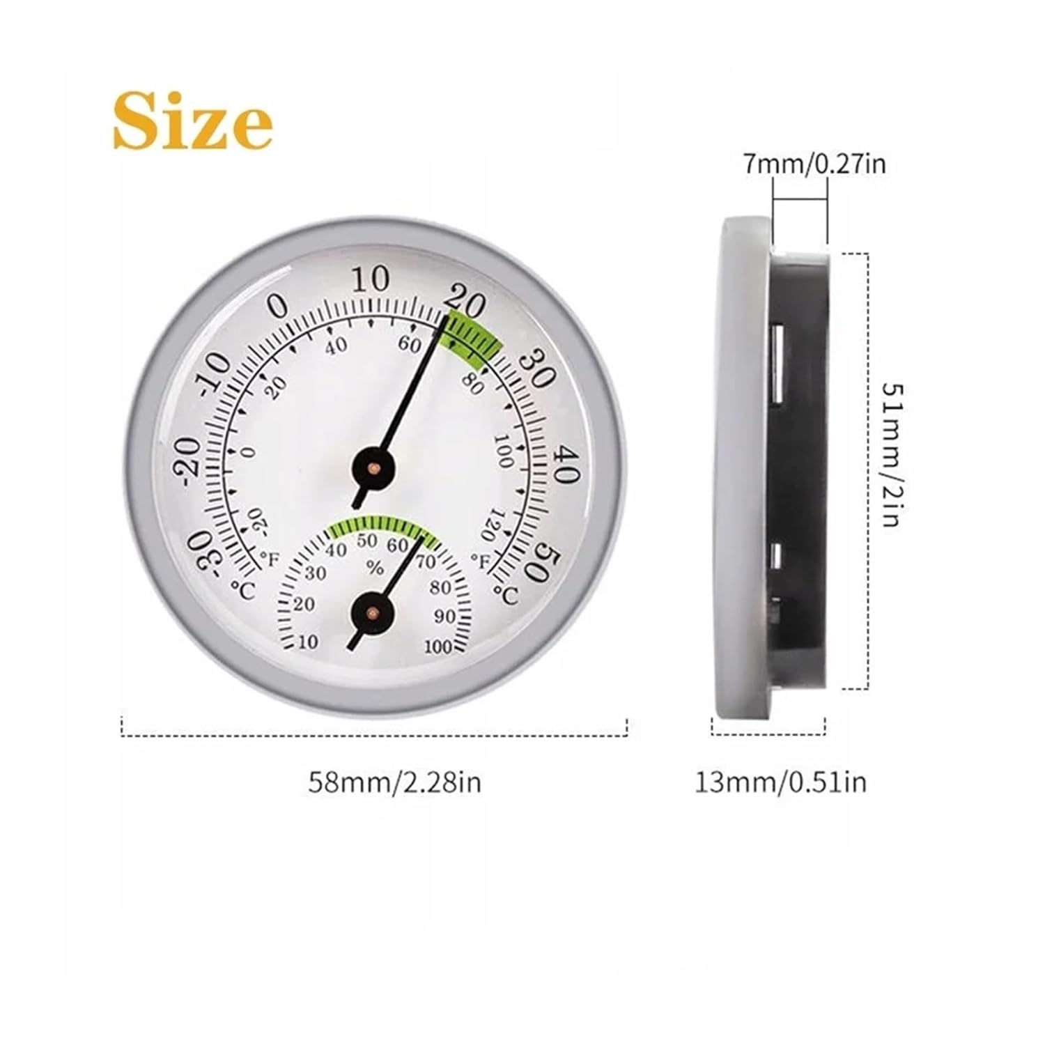 Pointer Thermometer Hygrometer Indoor and Outdoor Wall Mounted Temperature and Humidity Meter