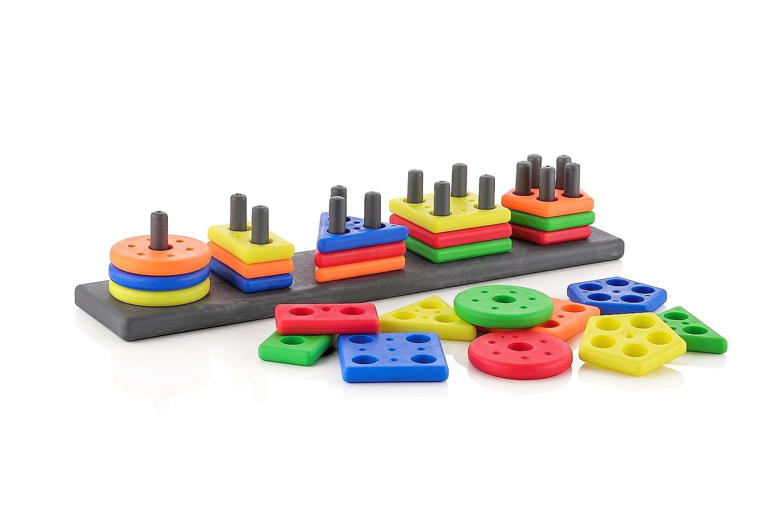 GREEN WAY Plastic Geometric Puzzle Stacker Shape Sorter Stacking Set Kids Games Age 3+ Activity Toys Creative Buildings Bricks & Blocks, Multicolor (B0CG92DN3Q) Amazon Price History, Amazon Price Tracker