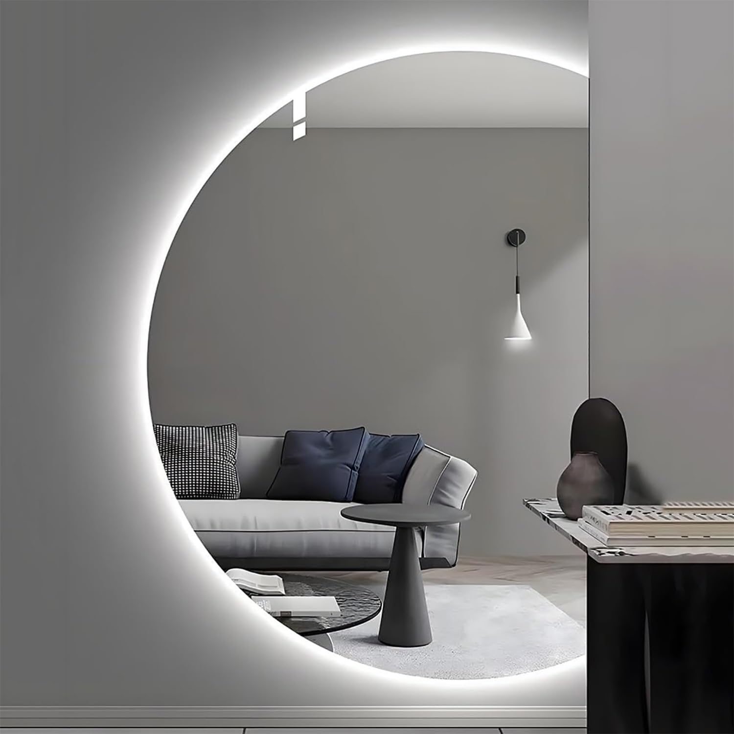 FGXHHS Frameless LED Wall Mounted Mirror with Anti-Fog and Dimmable Backlit Illumination for Bathroom Use