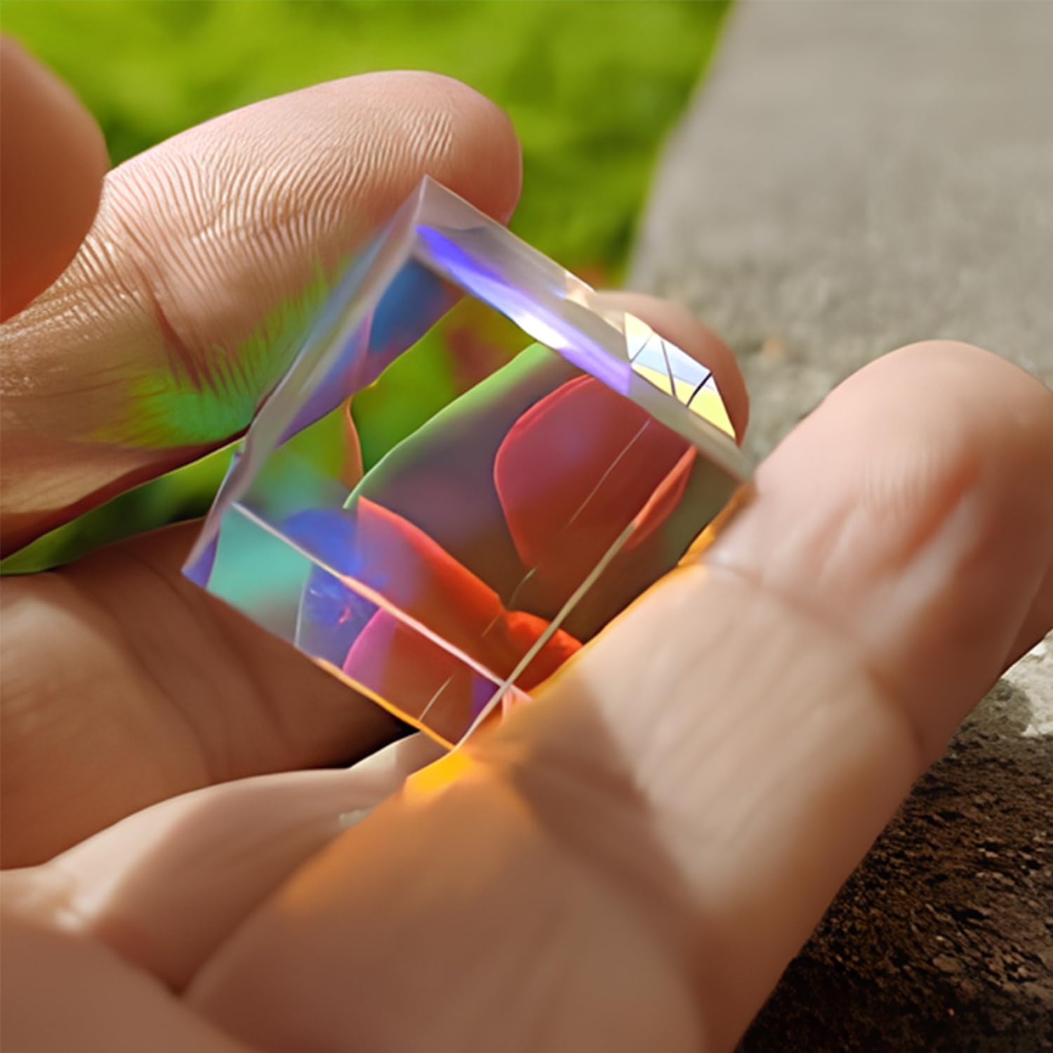 Optical Glass Dispersion Prism X-Cube for Physics Teach Decoration Art Prism Glass Cube Prism Photography Rainbow Prism