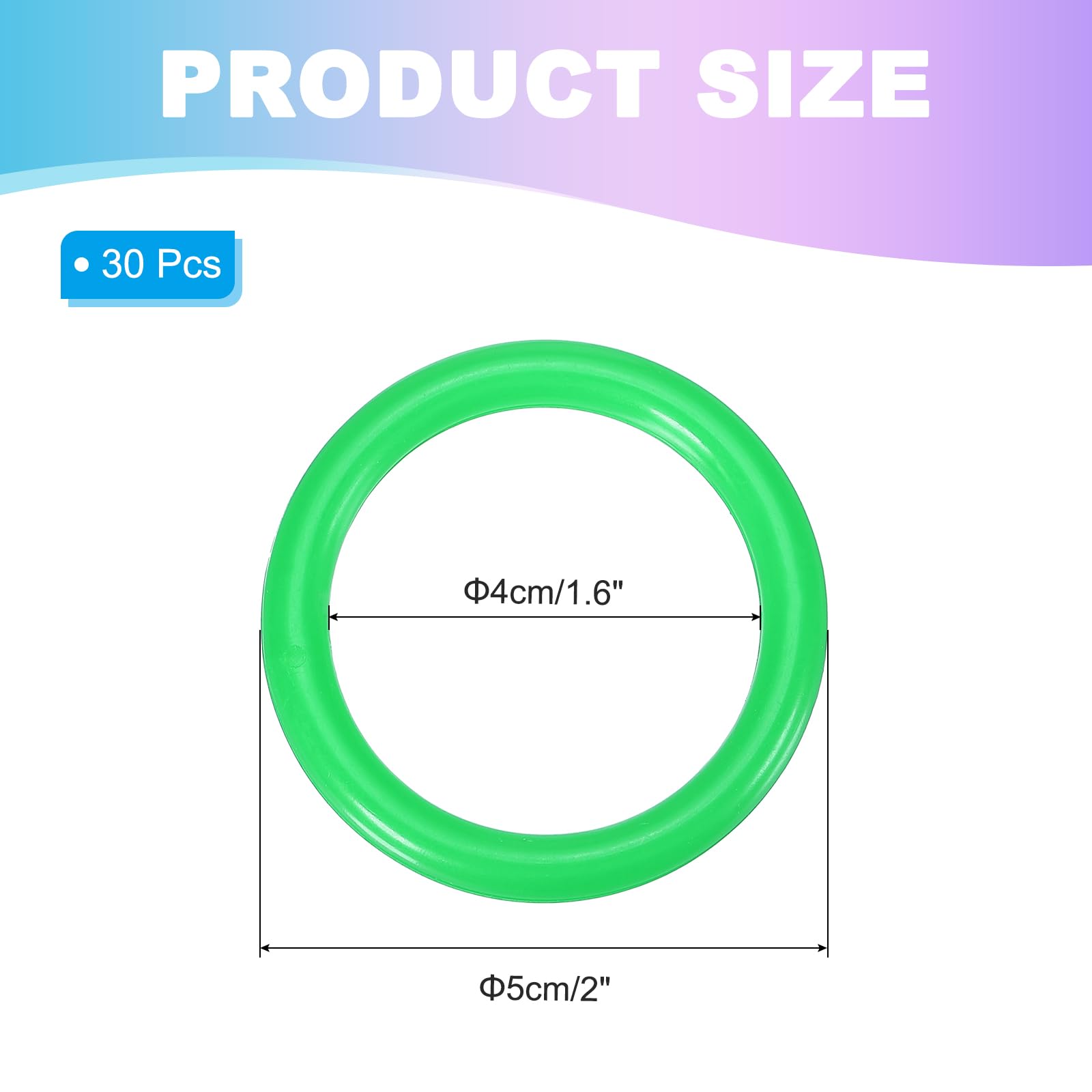 PATIKIL 2 Inch Plastic Ring-Toss Rings for Bottles 30 Pack Carnival Rings Plastic Hoops for Speed and Agility Practice Outdoor Party Favor - Image 2